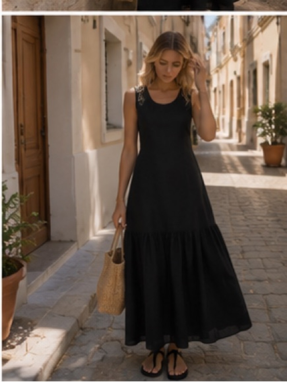 Sleeveless Black Maxi Dress with Tiered Skirt - Picture 9 of 11
